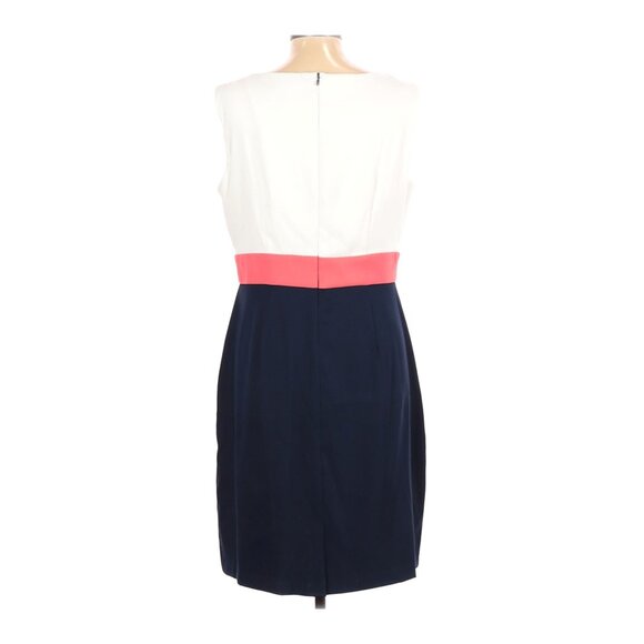 Dressbarn Womens Colorblock Sleeveless Dress Size 14 With Navy White & Pink - Picture 2 of 5